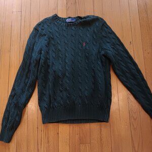 Cable Knit Ralph Lauren Polo Men's Sweater L - Green